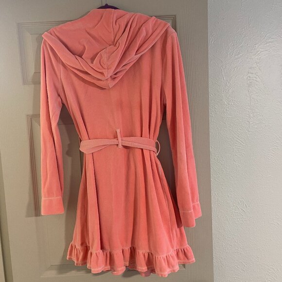 Juicy Couture babydoll robe - Women's Size Small Peach Pink Velour hooded - Picture 2 of 6